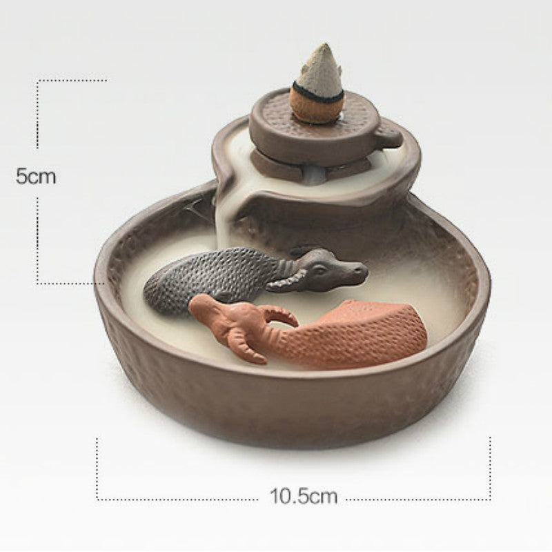 Clay 2 Cattles Incense Burner