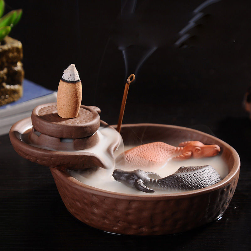 Clay 2 Cattles Incense Burner