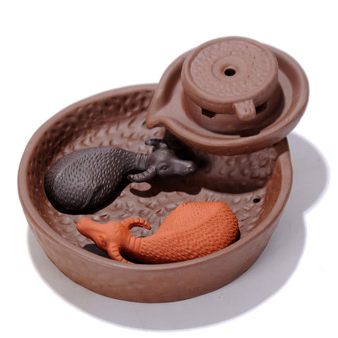 Clay 2 Cattles Incense Burner