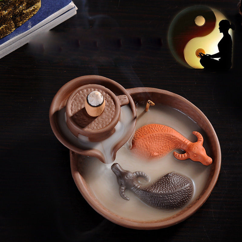 Clay 2 Cattles Incense Burner